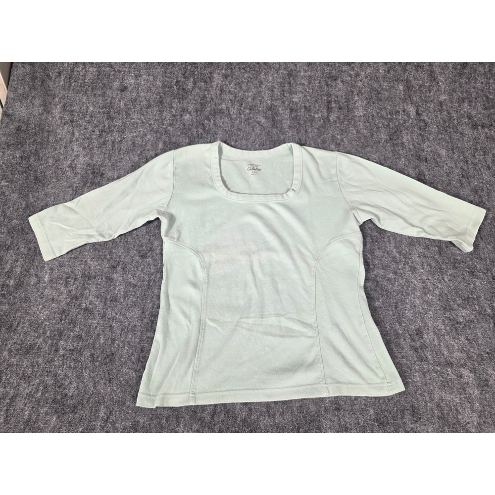 Cabela's Womens Small Mint Green Square Neck Long Sleeve Knit Top Shirt